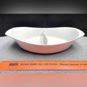 Vintage Pyrex 1063 Milk Glass Divided Oval Casserole Dish 1.5 Quart USA